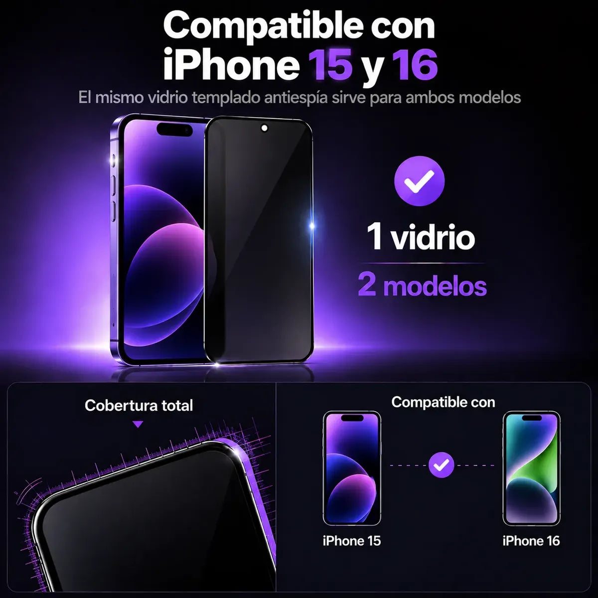 Vidrio Templado Iphone Anti Espía Full Glass 9d 21d