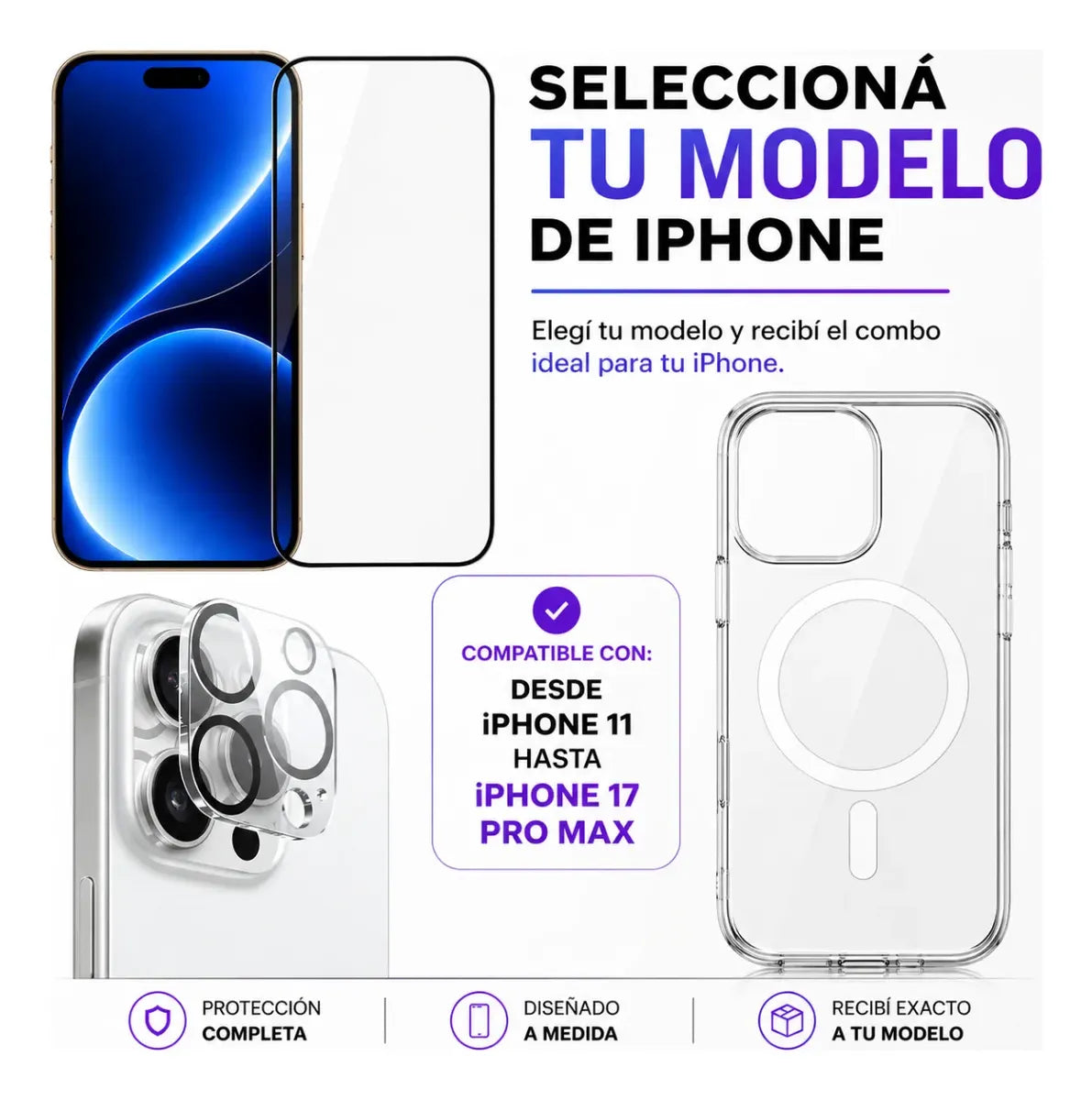Funda Para iPhone Magsafe + Templado 9d + Protector Cámara