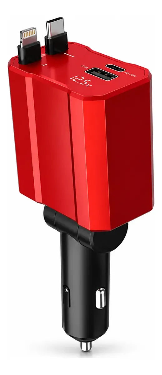Cargador Celular Auto Carga Rápida 4 En 1 Tipo C Y Lightning