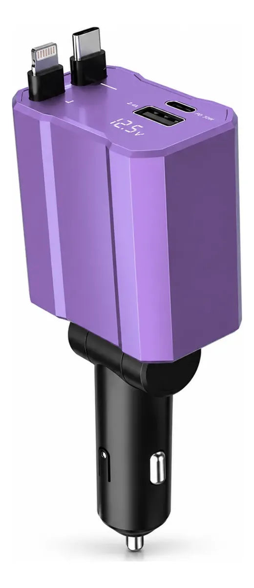 Cargador Celular Auto Carga Rápida 4 En 1 Tipo C Y Lightning