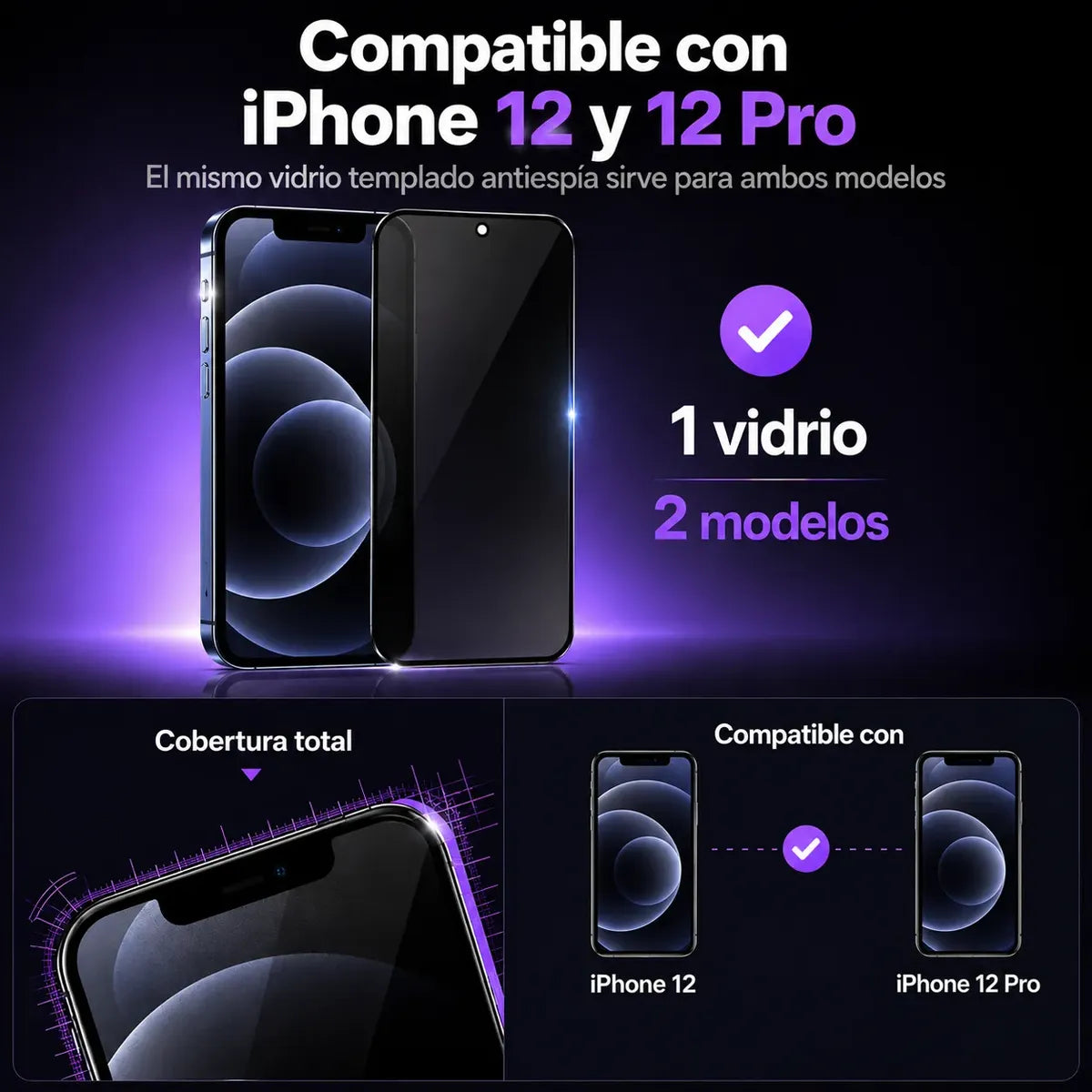 Vidrio Templado Iphone Anti Espía Full Glass 9d 21d