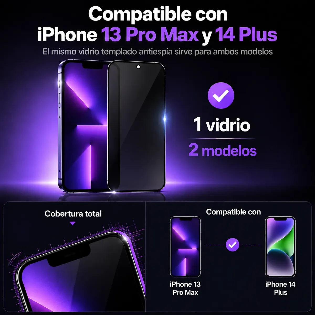 Vidrio Templado Iphone Anti Espía Full Glass 9d 21d