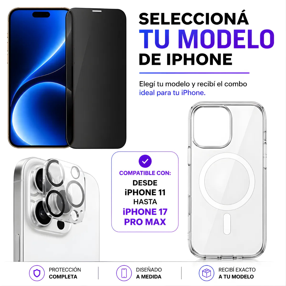 Funda Para iPhone Magsafe + Templado 9d + Protector Cámara