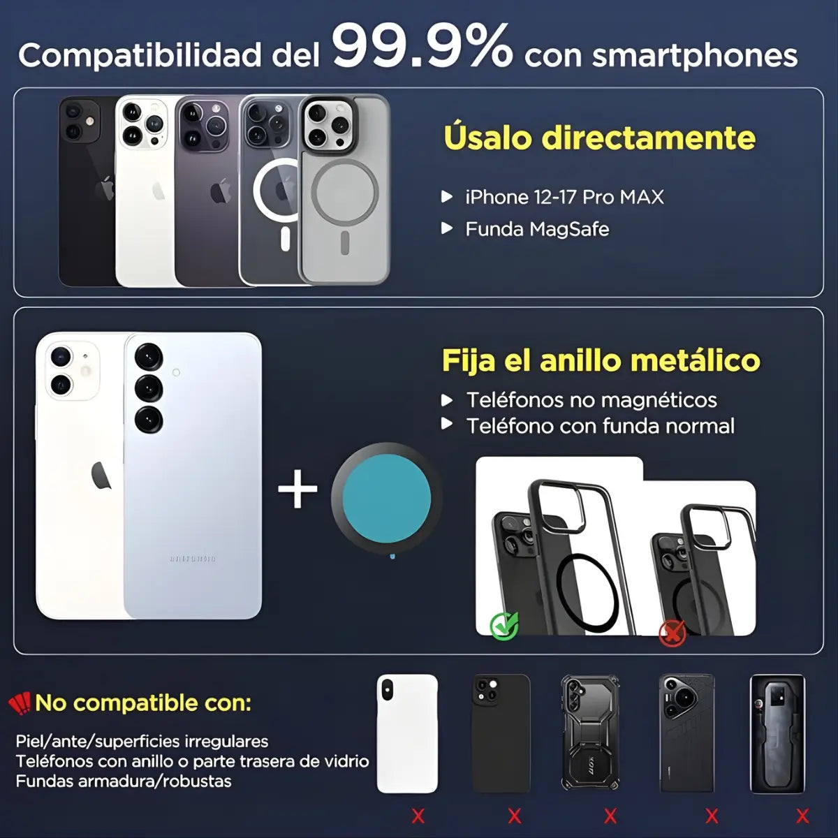 Soporte Porta Celular Para Auto Imán Magnético 360° Full