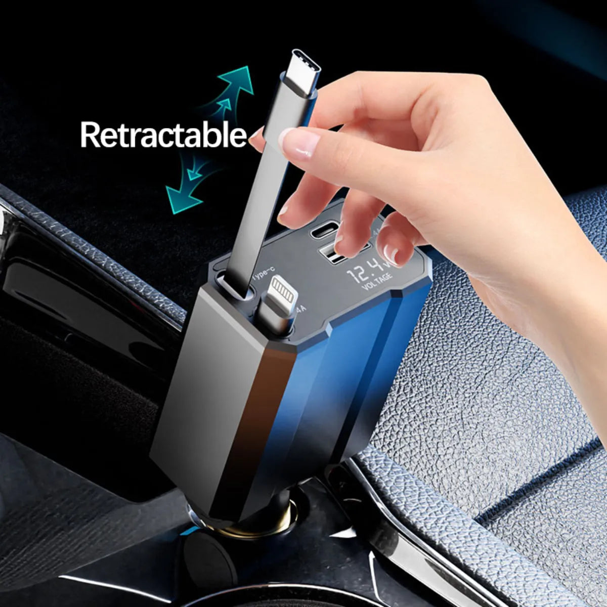 Cargador Celular Auto Carga Rápida 4 En 1 Tipo C Y Lightning