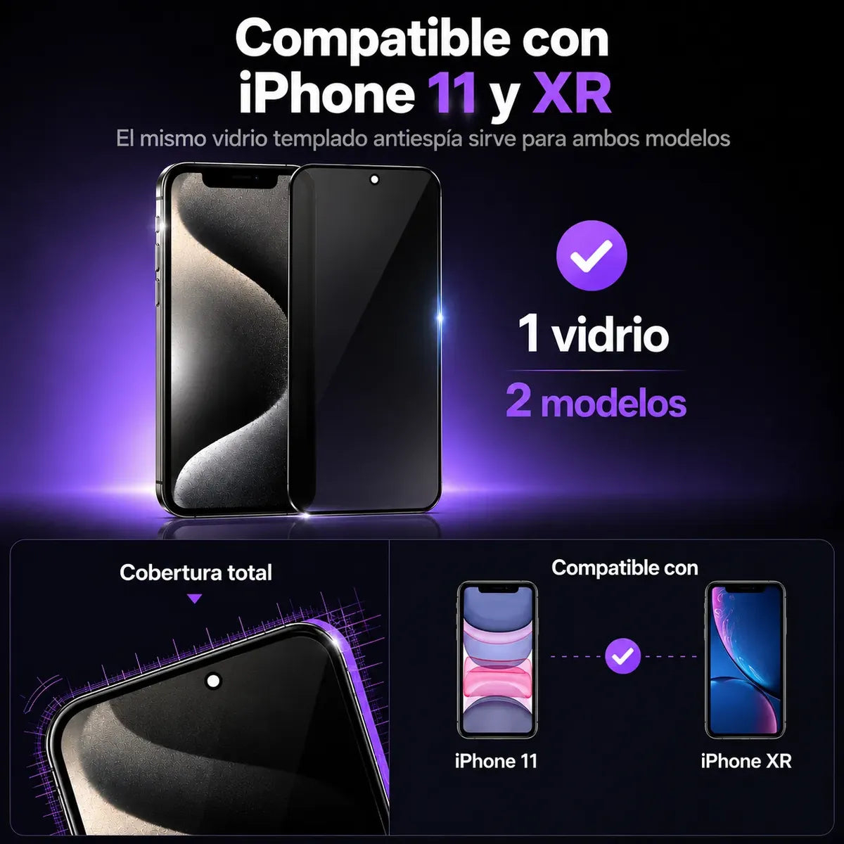 Vidrio Templado Iphone Anti Espía Full Glass 9d 21d