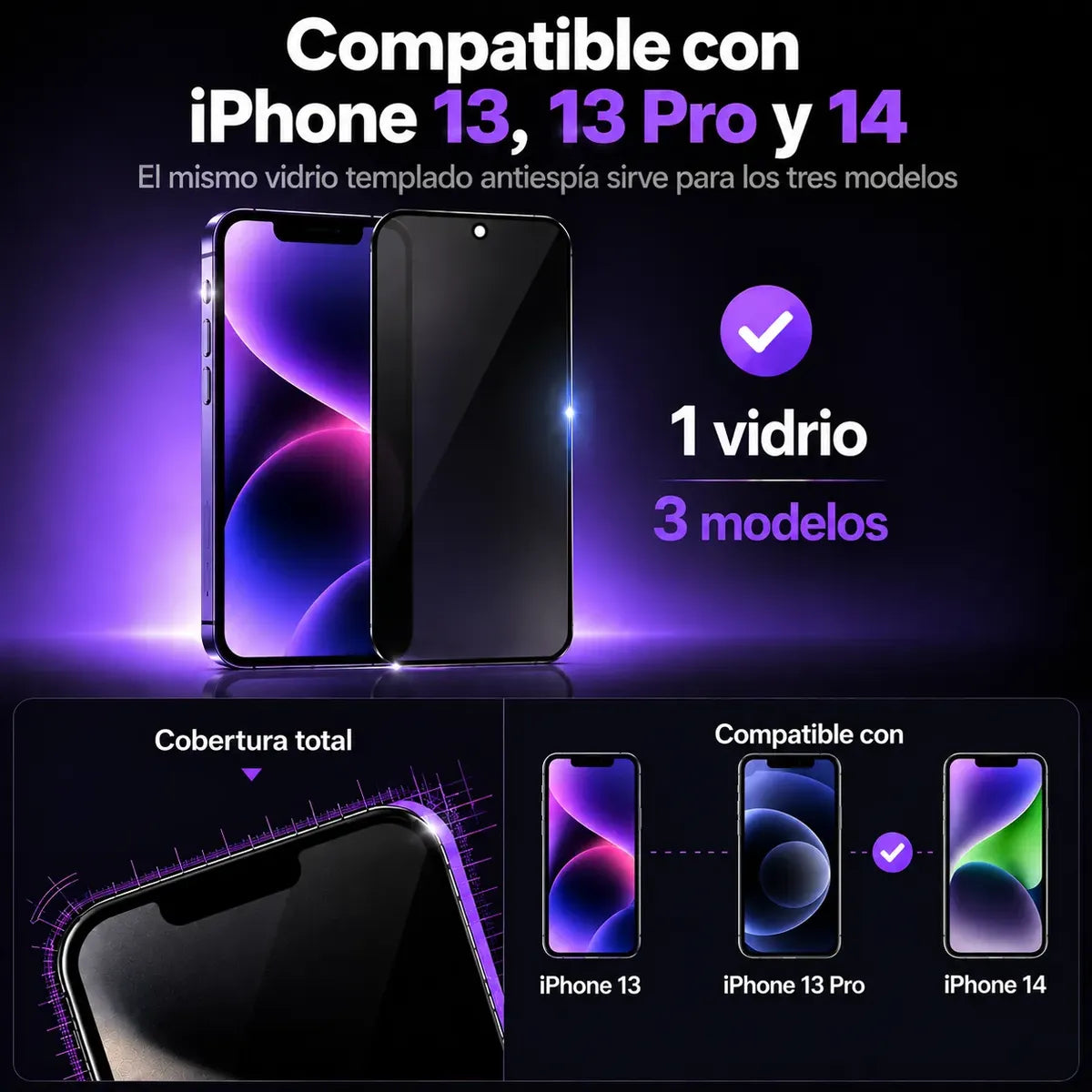 Vidrio Templado Iphone Anti Espía Full Glass 9d 21d